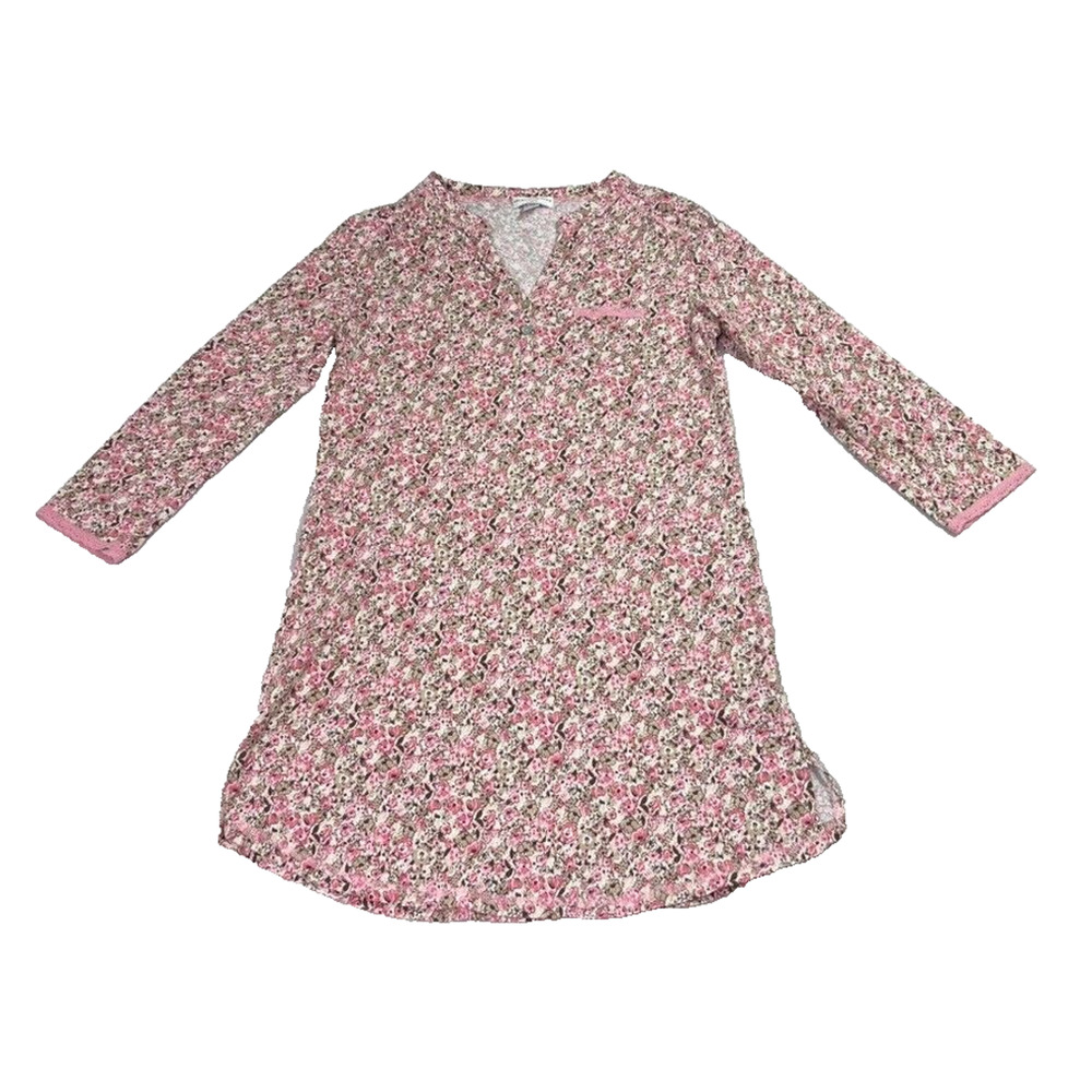 Miss Elaine Nightgown Womens Small Pink FLoral Long Sleeve Soft